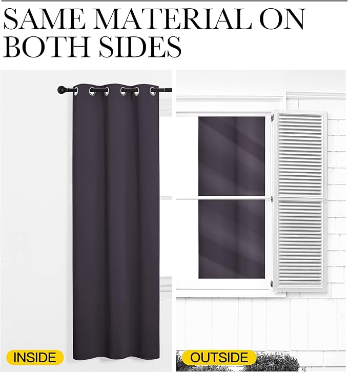 NICETOWN Greyish Purple Blackout Curtains 54 inches Length for Cafe, 2 Panels, 34" Wide, Thermal Insulated Decoration Drapes for Small Window