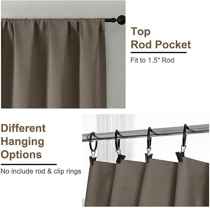 Simplebrand Latte Blackout Curtains for Bedroom 96 Inches Long 2 Panels, Solid Thermal Insulated, Energy Saving Living Room Window Treatment Curtains Blackout Drapes, W50 x L96 Inch, Latte