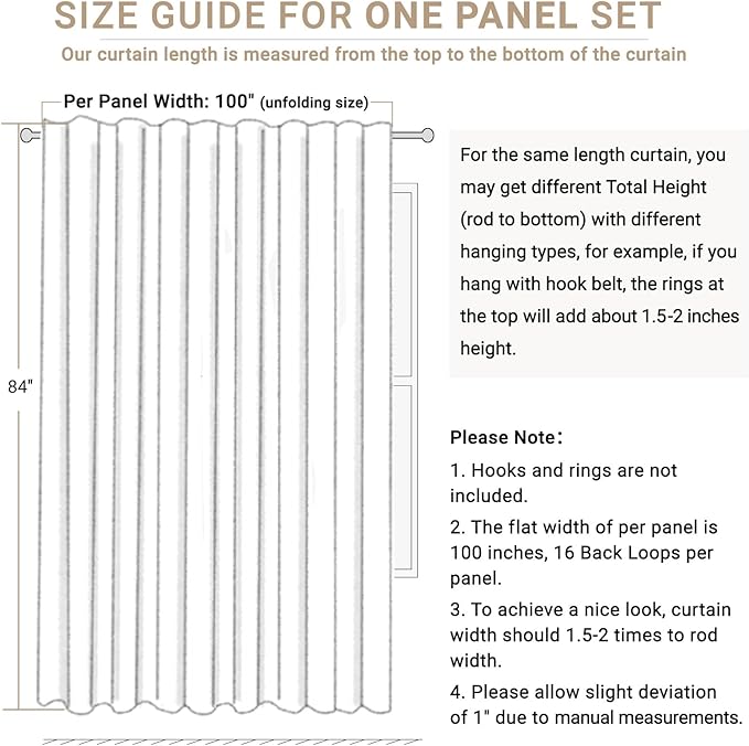 100% Blackout Shield Linen Blackout Curtains for Bedroom 96 Inches Long, Back Tab/Rod Pocket Living Room Drapes, Thermal Insulated Blackout Curtains 1 Panel Set, 100" W x 96" L, Sage
