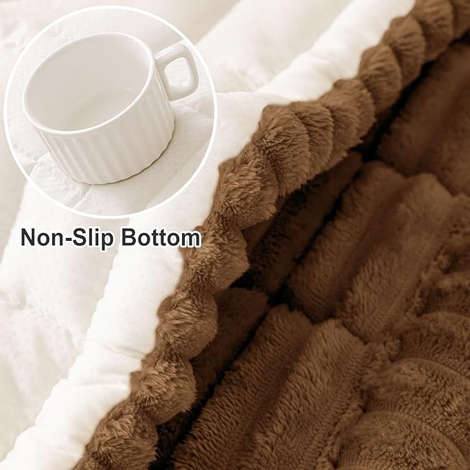 hyha Couch Covers for Dogs Washable, Non Slip Plush Dog Sofa Protectors, Fuzzy Pet Couch Covers for 3 Cushion Sofa Pet Friendly (Brown, 27.6" x 47")