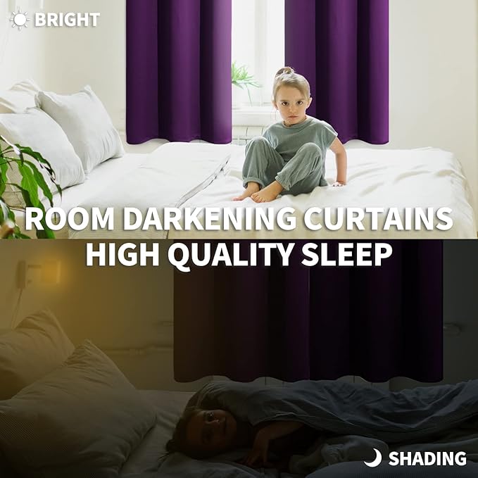 BGment Blackout Curtains - Grommet Thermal Insulated Room Darkening Bedroom and Living Room Curtains, Set of 2 Panels (52 x 108 Inch, Purple)