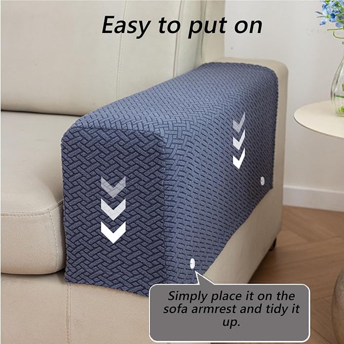 Soothing Home Sofa Covers, Sofa Hero Covers, Wear-Resistant Universal Couch Covers Washable Stretch Sectional Couch Cushion Covers (Beige,Arm Rest Covers 2pcs)