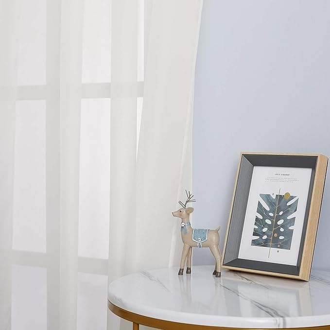 NICETOWN Voile Sheer Texture Beige Window Curtains 45 inch Length, Grommet Chic Elegant Sheer Curtain Drapes Light Filtering for Basement/Kitchen, W54 x L45, 1 Pair