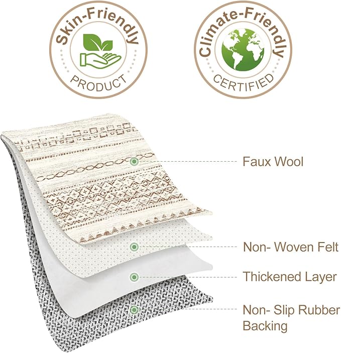 Nakagishi Area Rugs 8x10 Living Room: Washable Boho Large Neutral Soft Farmhouse Rug Stain Resistant Modern Geometric Non-Slip Indoor Floor Carpet for Bedroom Nursery Kids Playroom Office- Brown