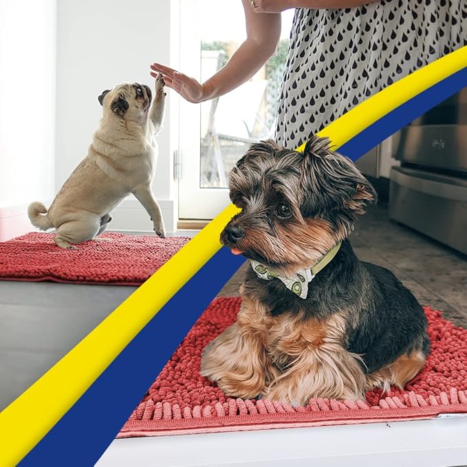 Muddy Mat® | Super Absorbent Door Mat Indoor, Microfiber Quick Dry Chenille Entryway Rug, Non-Slip Front Door Mat, Indoor Mats for Entryway, Machine Washable Pet Rug, Red 59"x35"