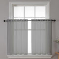 Chyhomenyc Sheer Window Curtains Tier 2 Pieces Set, 36 inch Length, Short Dining Curtains Window Treatment for Small Windows/Bathroom/Cafe/Living Room, Rod Pocket, Charcoal Grey