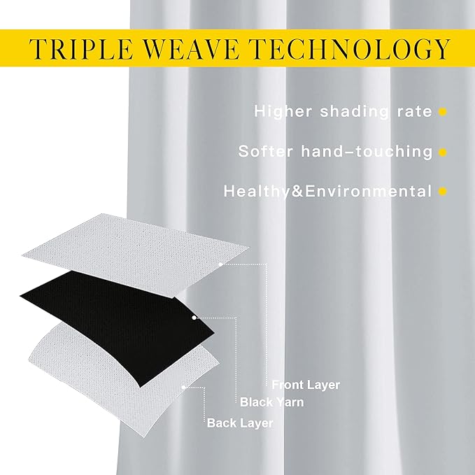 NICETOWN Room Darkening Curtains for Living Room - Easy Care Solid Thermal Insulated Grommet Curtains/Panels/Drapes for Bedroom (2 Panels, 66 by 84, Greyish White)