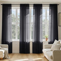 MIULEE Black Sheer Curtains 102 Inches Long 4 Panels Set, Light Filtering Rod Pocket Drapes for Living Room and Bedroom, Airy Soft Breathable Voile Window Treatments, 42W x 102 Inches