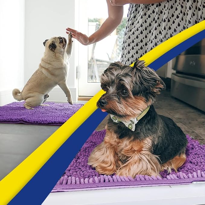 Muddy Mat® | Super Absorbent Door Mat Indoor, Microfiber Quick Dry Chenille Entryway Rug, Non-Slip Front Door Mat, Indoor Mats for Entryway, Machine Washable Pet Rug, Purple 24" x 96"