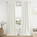 Guken Ivory 100% Blackout Linen Curtains 42 Inch Wide by 84 Inch for Living Room Bedroom Back Tab Rod Pocket Thermal Insulated Black Out Drapes Room Darkening Farmhouse Window Curtains