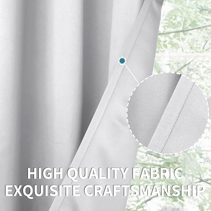 BGment Room Darkening Curtains 84 Inches Long - Grommet Thermal Insulated Drapes Window Treatment Curtains for Bedroom, 2 Panels, 52 x 84 Inch, Greyish White