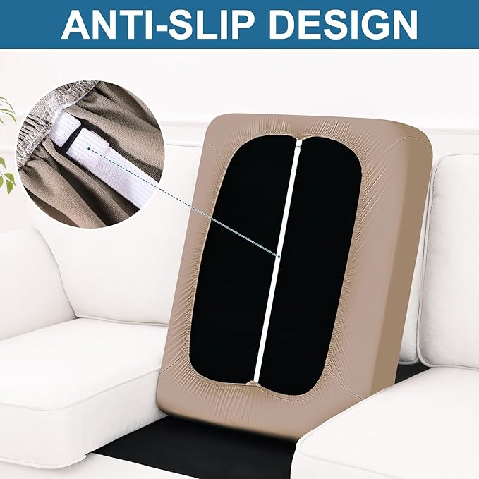 Smiry Printed Couch Cushion Covers, Stretch Soft Couch Covers for Sofa, Washable Non-Slip Sofa Slipcover Furniture Protector for Indoor and Outdoor (Medium, Mocha)