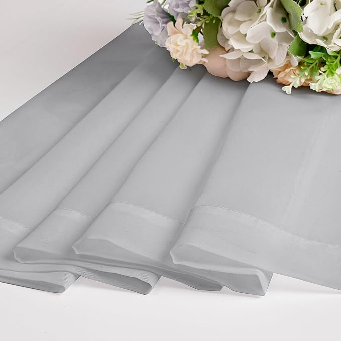 Chyhomenyc Light Grey Sheer Curtains 108 Inches Long - Light Filtering Voile Extra Long Panel Drapes for Floor to Ceiling Window, Elegant Soft Living Room Curtains, Each 42Wx108L Inch, 9FT, 2 Panels