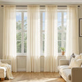MIULEE Butter Cream Sheer Curtains 96 Inches Long, 4 Panels Set, Rod Pocket Voile Drapes Light Filtering and Semi Transparent, Elegant Window Treatments for Bedroom Living Room,42 x 96 Inches