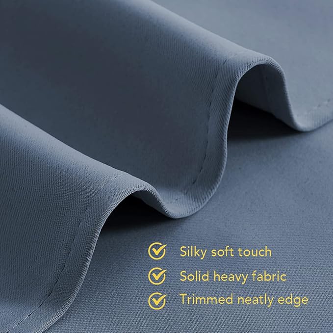 NICETOWN Blackout Draperies Curtains for Kids Room, Window Treatment Thermal Insulated Solid Grommet Blackout Drape Panels for Bedroom (Stone Blue, Set of 2, 70 by 72 inches)