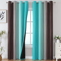 Estelar Textiler Teal and Brown Blackout Curtains for Bedroom, Thermal Insulated Drapes 108 Inches Long, Full Light Blocking Energy Saving Long Curtains for Living Room, 52Wx108L, 2 Panels