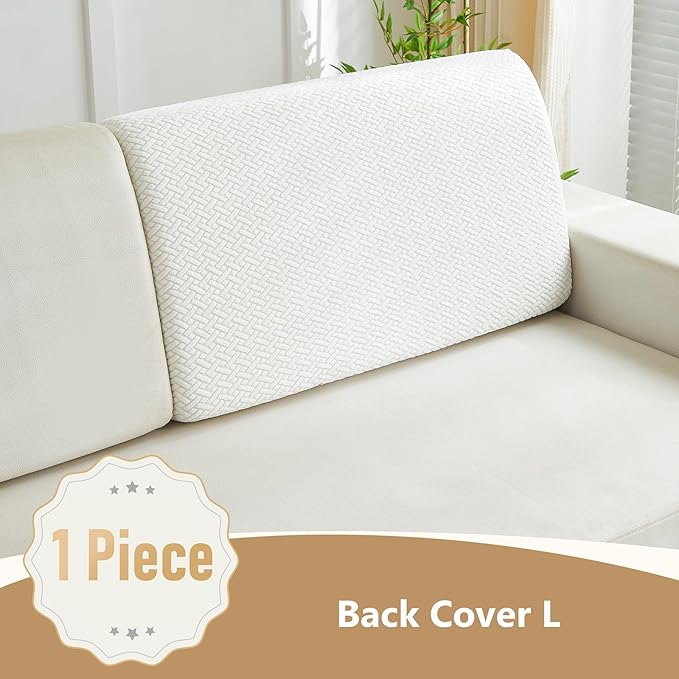 Couch Cushion Covers for Sofa Couch Covers Wear-Resistant Universal Sofa Cover Washable Stretch for Sectional Slipcovers (Texture-Cream White,Back Cover L)