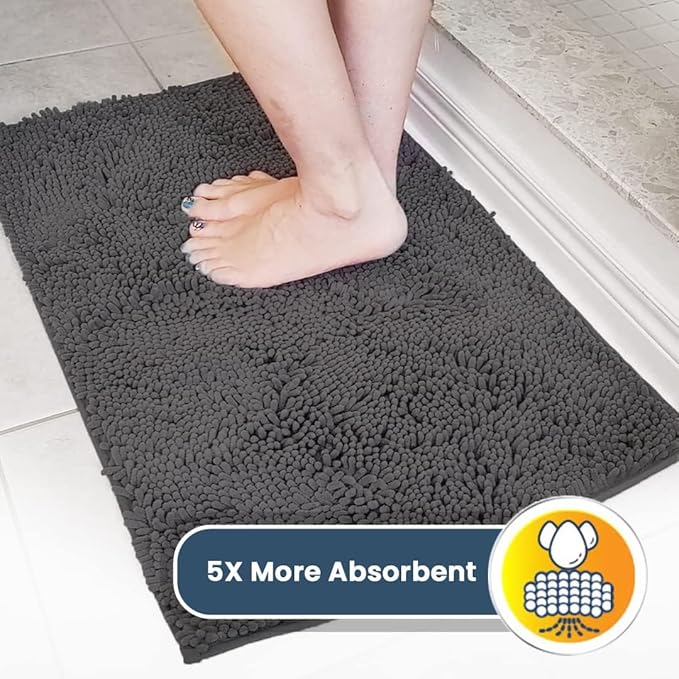 Muddy Mat® | Super Absorbent Door Mat Indoor, Microfiber Quick Dry Chenille Entryway Rug, Non-Slip Front Door Mat, Indoor Mats for Entryway, Machine Washable Pet Rug, Charcoal 36"x60"
