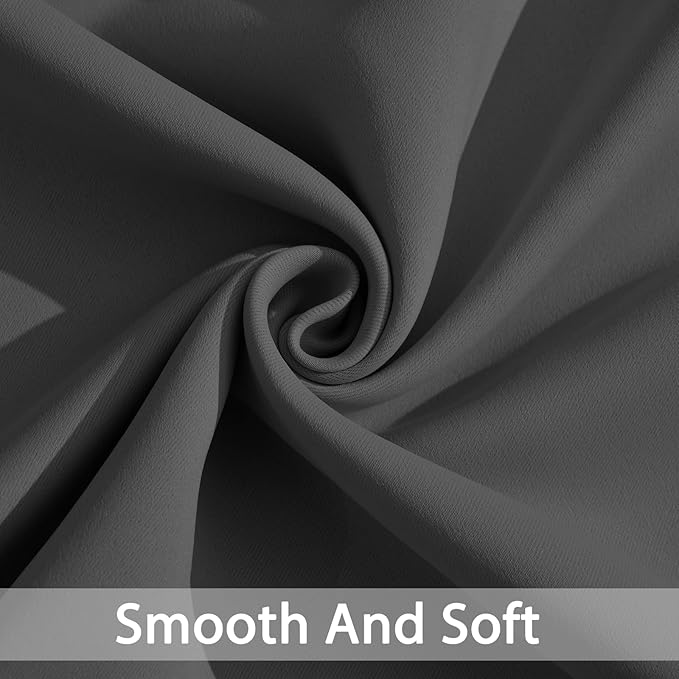 Yakamok Blackout Curtains Room Darkening Thermal Insulated Window Panels,Solid Grommet Top Drapes for Bedroom/Living Room(52Wx90L, Charcoal Grey, 2 Panels)