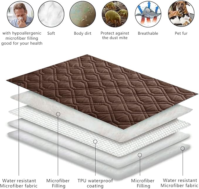 Ameritex Waterproof Dog Bed Cover Pet Blanket for Furniture Bed Couch Sofa Reversible