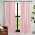 RYB HOME Pink Velvet Curtains 84 inches, Back Tab Soft Fabric Room Darkening Thermal Insulated Luxurious Home Decor Curtains for Living Room Bedroom, W 52" x L 84", 2 Panels Set