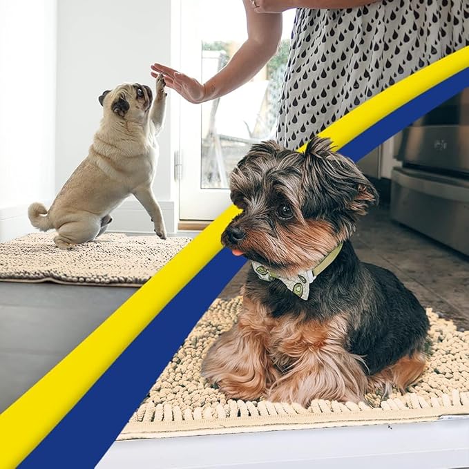 Muddy Mat® | Super Absorbent Door Mat Indoor, Microfiber Quick Dry Chenille Entryway Rug, Non-Slip Front Door Mat, Indoor Mats for Entryway, Machine Washable Pet Rug, Beige 36"x120"