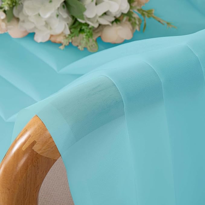 OWENIE Aqua Sheer Curtains for Bedroom Living Room 90 Inches Long, Elegant Solid Light Filtering Window Curtain Panles, Modern Rod Pocket Aqua Curtain, 2Pcs, Each 42" W x 90" L
