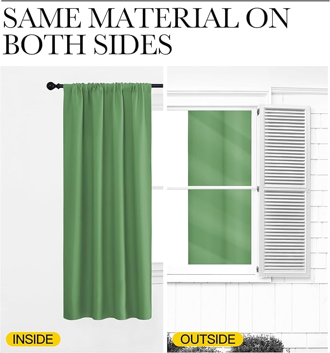 NICETOWN RV Blackout Curtains for Camper Windows, Froest Green, 34" x 30", Set of 2, Kitchen Curtains, Short Blackout Drapes, Thermal Insulated Rod Pocket Window Treatment Draperies for Nursery