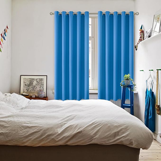 BGment Room Darkening Curtains 63 Inches Long - Grommet Thermal Insulated Drapes Window Treatment Curtains for Bedroom, 2 Panels, 70 x 63 Inch, Classic Blue