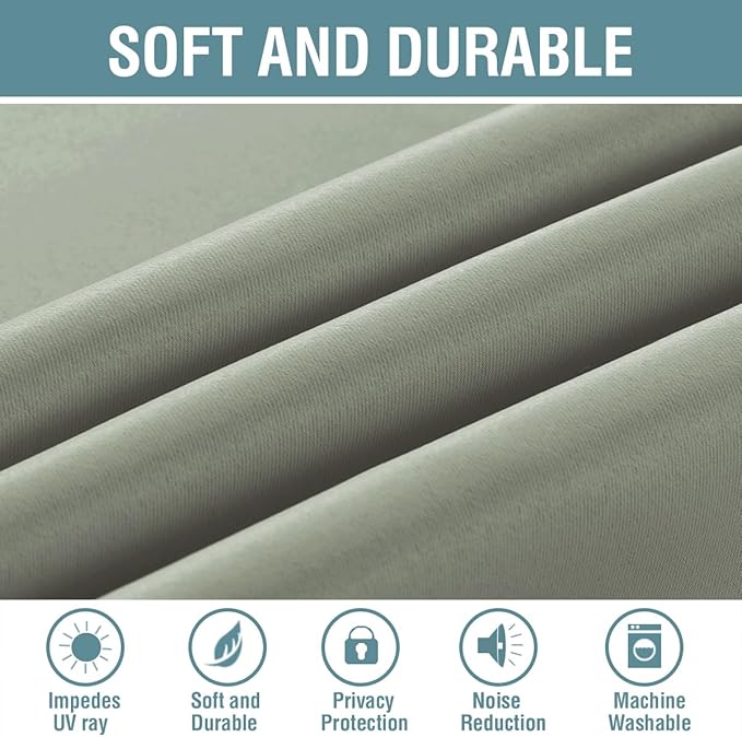 H.VERSAILTEX Light Blocking Curtain for Bedroom/Living Room, Energy Efficient Thermal Insulated Grommet Window Panel Curtains for Bedroom/Living Room, Light Sage, 52 by 63 inch Long, One Panel