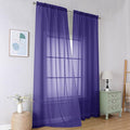 Simplebrand Purple Sheer Curtains 96 Inches Long, Light Filtering Rod Pocket Solid Color Window Sheer Curtain Panels, Elegant Curtains & Drapes for Living Room, Bedroom 2 Panels (Pink, 42" W x 96" L)