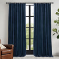 RYB HOME Navy Velvet Curtains 96 inches- Velevt Blackout Curtains for Bedroom, Thermal Insulated Noise Reducing Panels Soft Luxury Window Decor, Navy Blue, W52 x L96 inches, 2 Panels