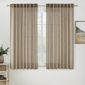 MIULEE Taupe Grey Linen Curtains 54 Inch Length 2 Panels for Bedroom Living Room, Soft Linen Textured Window Drapes Semi Sheer Light Filtering Back Tab Rod Pocket Farmhouse Modern Burlap Look Decor