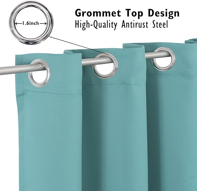 ChrisDowa Blackout Curtains 95 inches Long for Bedroom - 2 Panels Set Grommet Thermal Insulated Room Darkening Curtains for Living Room (Aqua, 52 x 95 Inch)