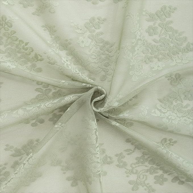 YJ YANJUN Vintage Lace Curtains 30 Inch Length-Victorian Floral Pattern Boho Sage Green Kitchen Window Curtains Over Sink Set of 2 Camper Window Privacy DrapesThat Let Light in Spring