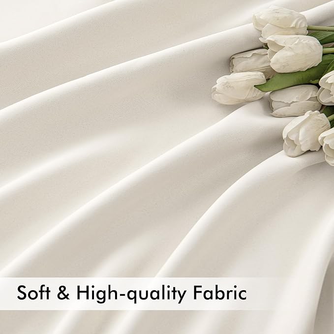 MIULEE Ivory Back Tab Blackout Curtains 63 Inch Length 2 Panels Set for Living Room Bedroom Privacy, Rod Pocket/Pinch Pleat Thermal Insulated Room Darkening Pleated Light Blocking Drapes