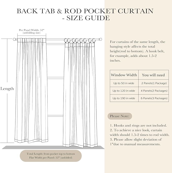 PONY DANCE Greyish White Non-See-Through Curtains - 52 Wide by 72 Long Room Darkening Home Decor Window Treatments(60% Light Block) Drapes for Living Room/Bedroom with Back Tab, 2 Panels