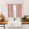 RYB HOME 100% Blackout Short Curtains for Small Window, Thermal Insulated Total Room Darkening Noise Reducing Curtains for Kitchen Bathroom Basement, 34 inches Wide by 48 inches Long, Peach Pink