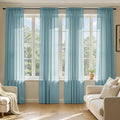 MIULEE Dusty Blue Sheer Curtains 108 Inches Long, 4 Panels Set, Light Filtering Rod Pocket Voile Drapes for Living Room and Bedroom, Airy Soft Fabric Window Treatments, 42 x 108 Inches