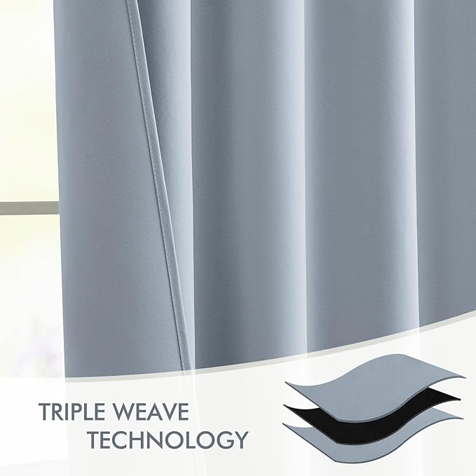 MIULEE Light Blue Back Tab Blackout Curtains 90 Inches Long 2 Panels Set for Living Room Bedroom Privacy, Rod Pocket/Pinch Pleat Thermal Insulated Room Darkening Pleated Light Blocking Drapes