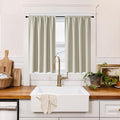 RYB HOME 100% Blackout Short Curtains for Small Window, Thermal Insulated Total Room Darkening Noise Reducing Curtains for Kitchen Bathroom Basement, 52 inches Wide by 36 inches Long, Natural