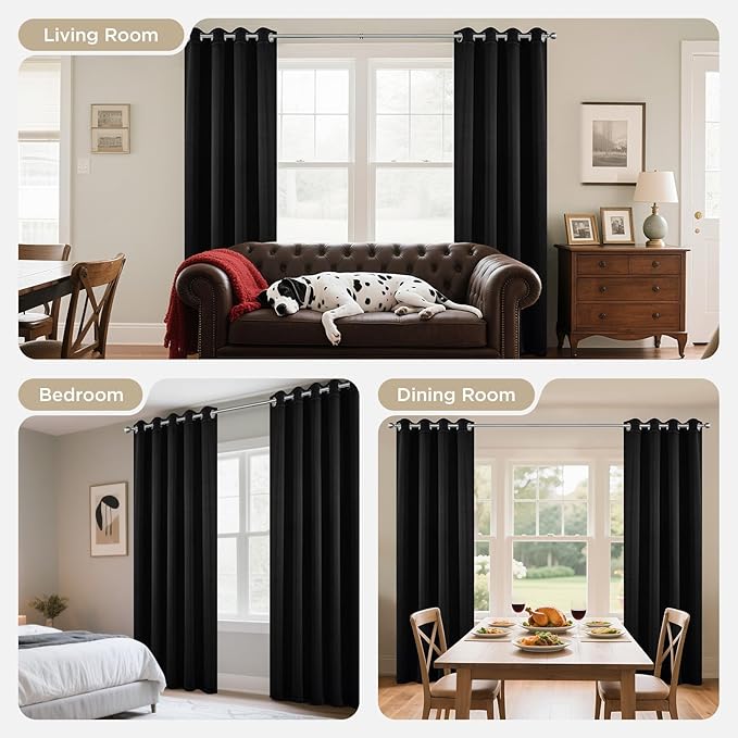 Joydeco Blackout Curtains 120 Inch Length 2 Panels Set, Thermal Insulated Long Curtains& Drapes 2 Burg, Christmas Drapes for Living Room Bedroom Window