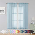 Simplebrand Sky Blue Sheer Curtains 63 Inch Length 2 Panels, Rod Pocket Solid Color Window Sheer Curtain Panels, Elegant Curtains & Drapes for Living Room, Bedroom 2 Panels (42" W x 63" L)