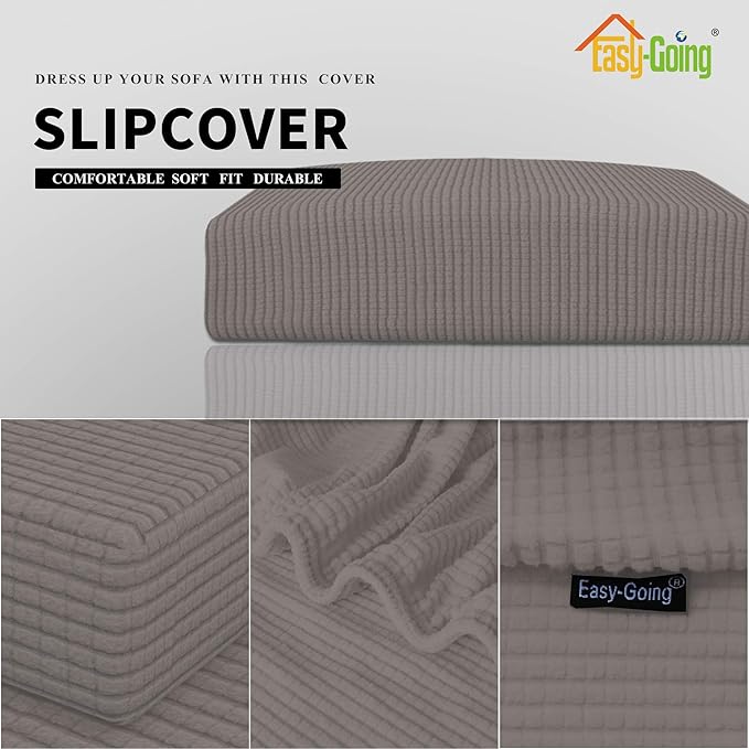 Easy-Going Stretch Cushion Cover Sofa Cushion Furniture Protector Sofa Seat Sofa slipcover Sofa Cover Soft Flexibility with Elastic Bottom(Sofa Cushion, Taupe)