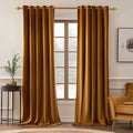 MIULEE Velvet Curtains Golden Brown Elegant Grommet Thermal Insulated Soundproof Room Darkening Curtain/Drapes for Classical Living Room Bedroom Decor 66 x 84 Inch Set of 2