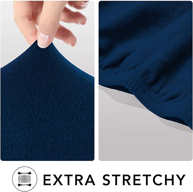 PureFit Super Stretch Sofa Slipcover – Spandex Non Slip Soft Couch Sofa Cover, Washable Furniture Protector with Non Skid Foam and Elastic Bottom for Kids, Pets （Oversized Sofa, Navy）