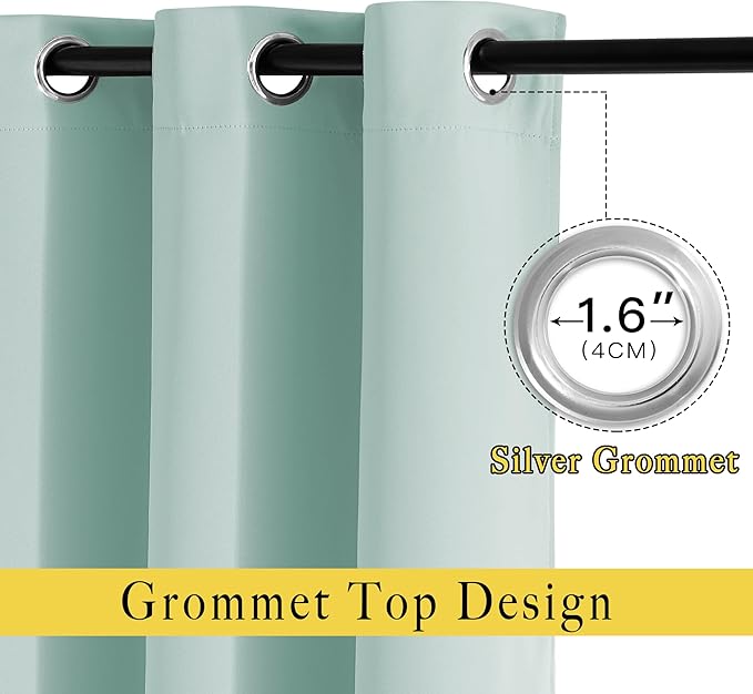 NICETOWN Aqua Blue Blackout Bedroom Curtains, Energy Saving Thermal Window Treatments Grommet Light Blocking Privacy Room Dividers for Living Room, 2 Panels, W66 x L102