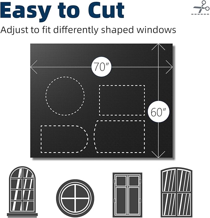 NIGHTON Portable Blackout Curtains 60"×70", Strong Hook and Loop Tape Strips with Adhesive, Cuttable Blackout Window Cover, 100% Black Out Material Blinds for Baby Nursery or Travel - Black