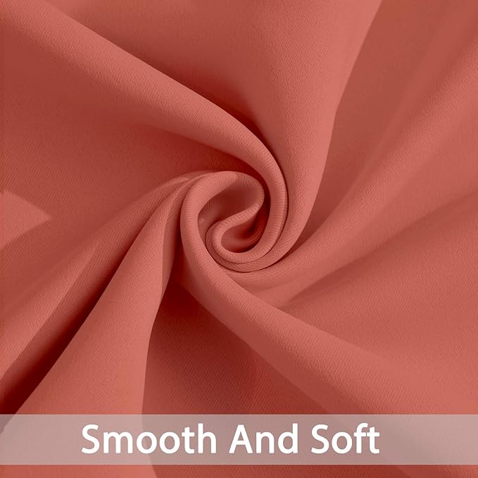 Yakamok 96 inch Long Solid Blackout Curtains with Grommet, Room Darkening Thermal Insulated Window Drapes for Bedroom (52x96 Inch, Coral Orange, 2 Panels)
