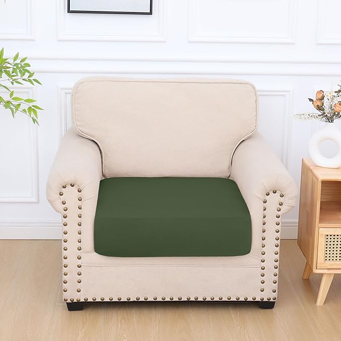 hyha Milk Silk Couch Cushion Covers, Soft Magic Sofa Covers Washable for Cushion Couch, Stretch Sectional Outdoor Cushion Covers for Patio Furniture with Elastic Bottom(Small, Bronze Green)